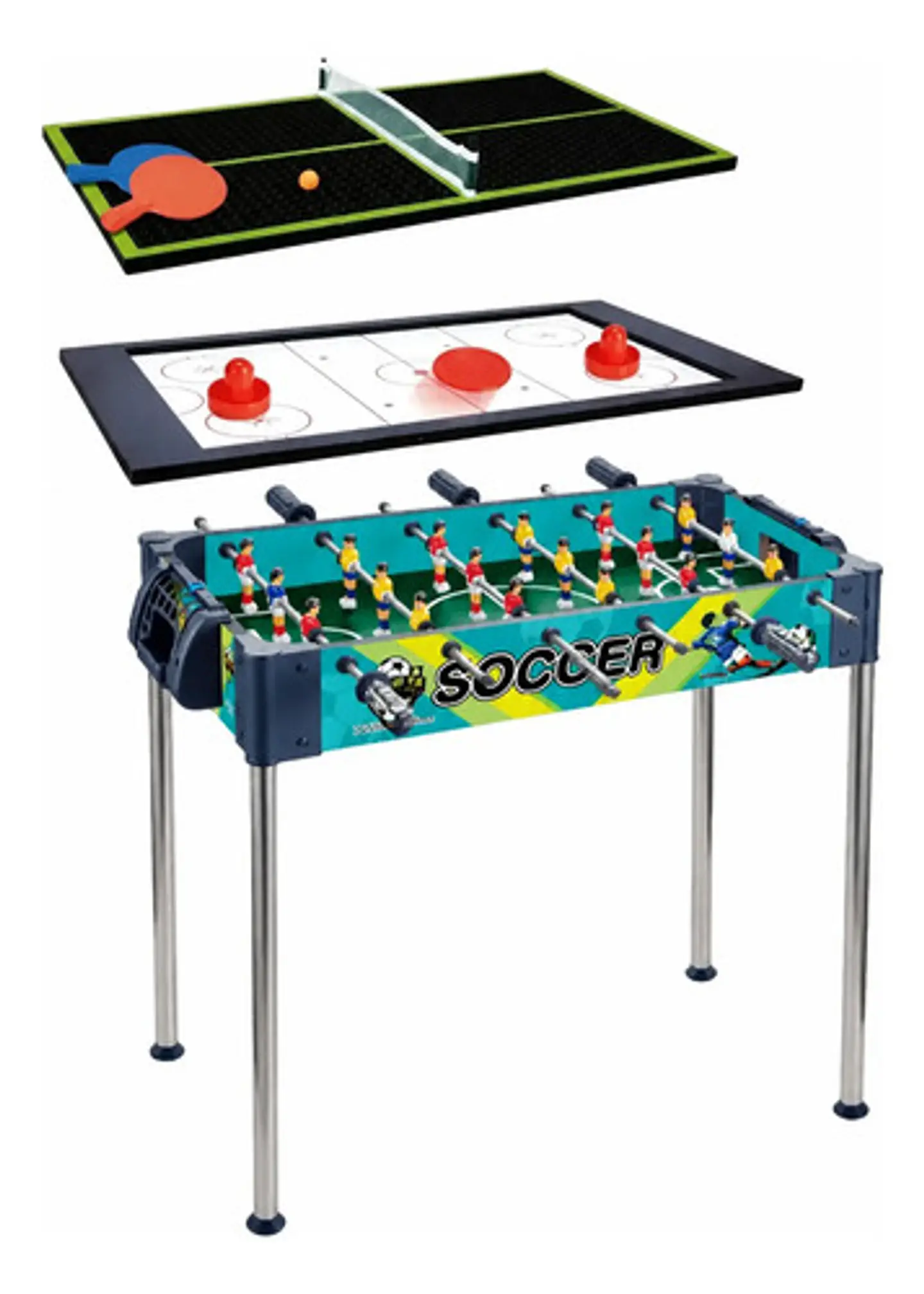 Mesa De Futbolín 3 En 1, Hockey Y Tenis De Mesa Verde 1