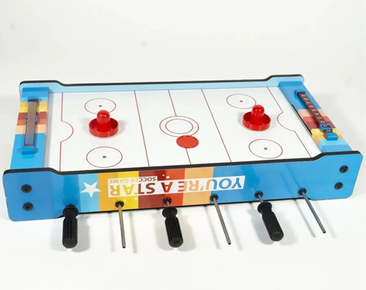 Futbolito Y Hockey Juego De Mesa Portátil 2 En 1 De Madera 2