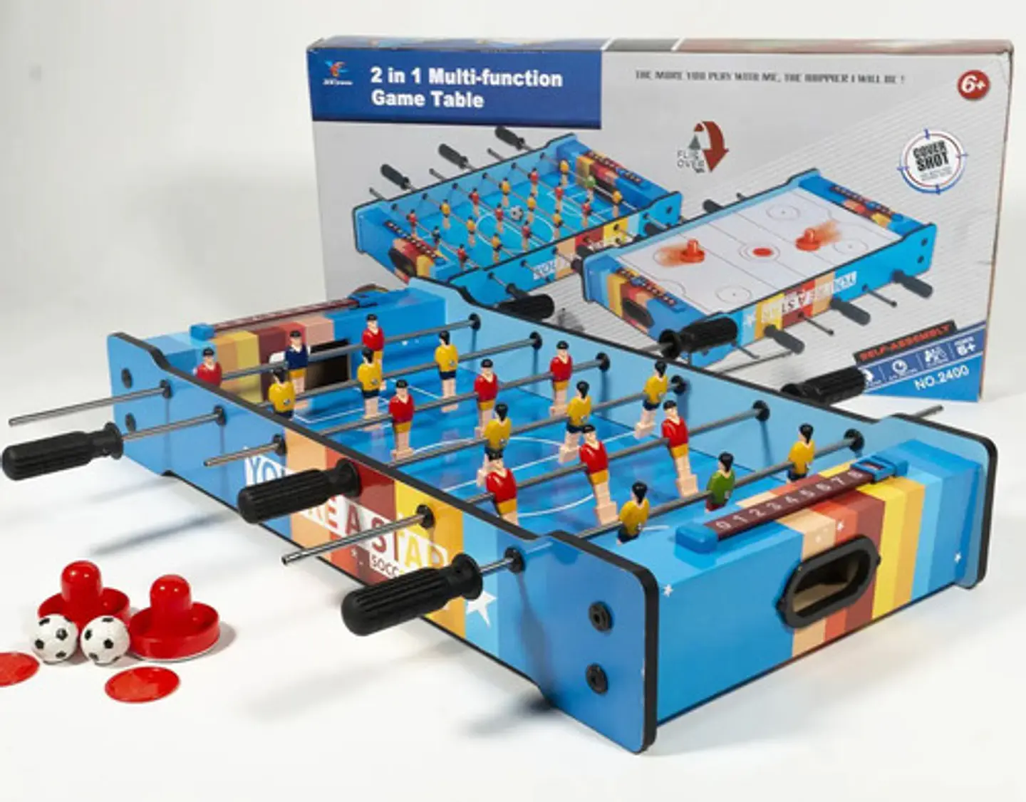 Futbolito Y Hockey Juego De Mesa Portátil 2 En 1 De Madera 6