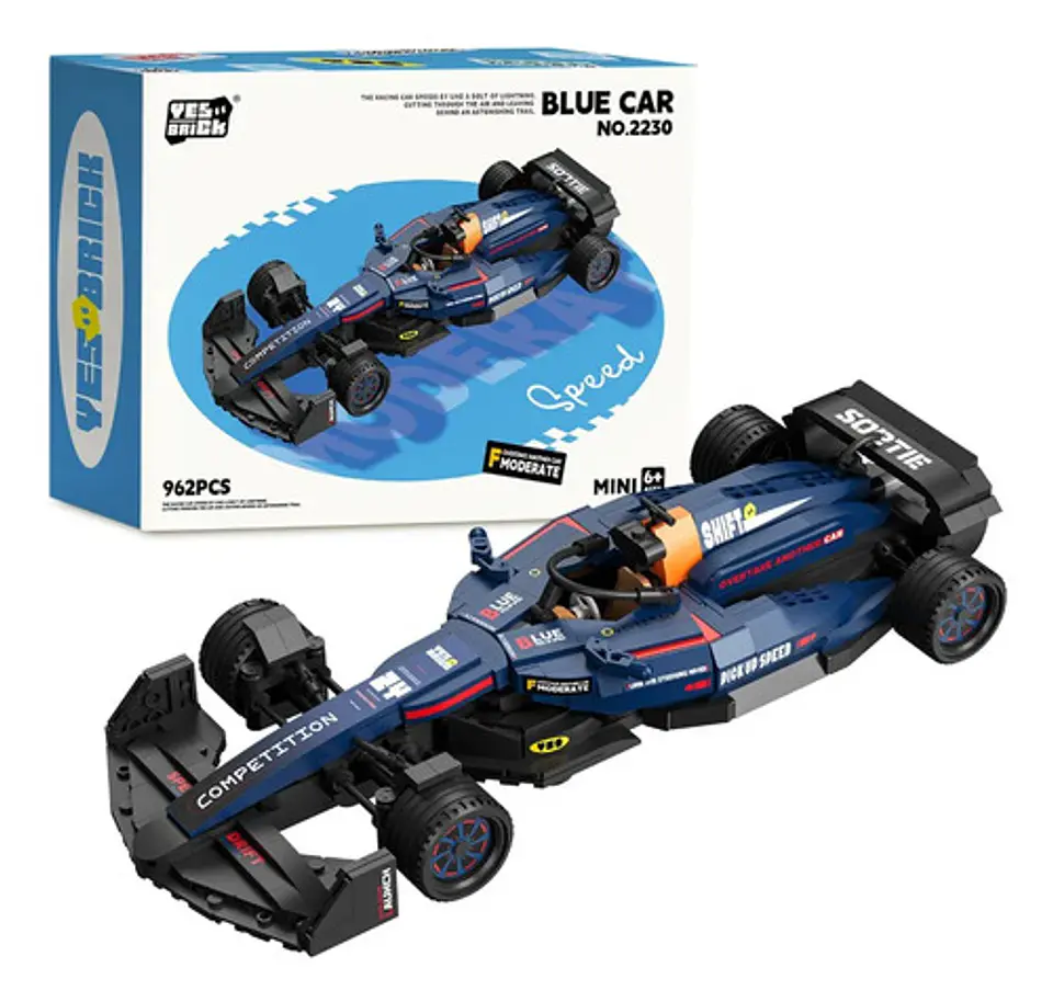 Carro De Carreras Fórmula 1 Yes Brick 2230 962 Piezas Azul 1