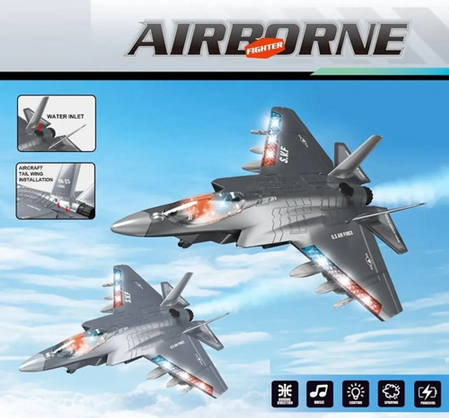 Avión F-50 De Juguete A Control Remoto Niño Con Luces Y Humo 2