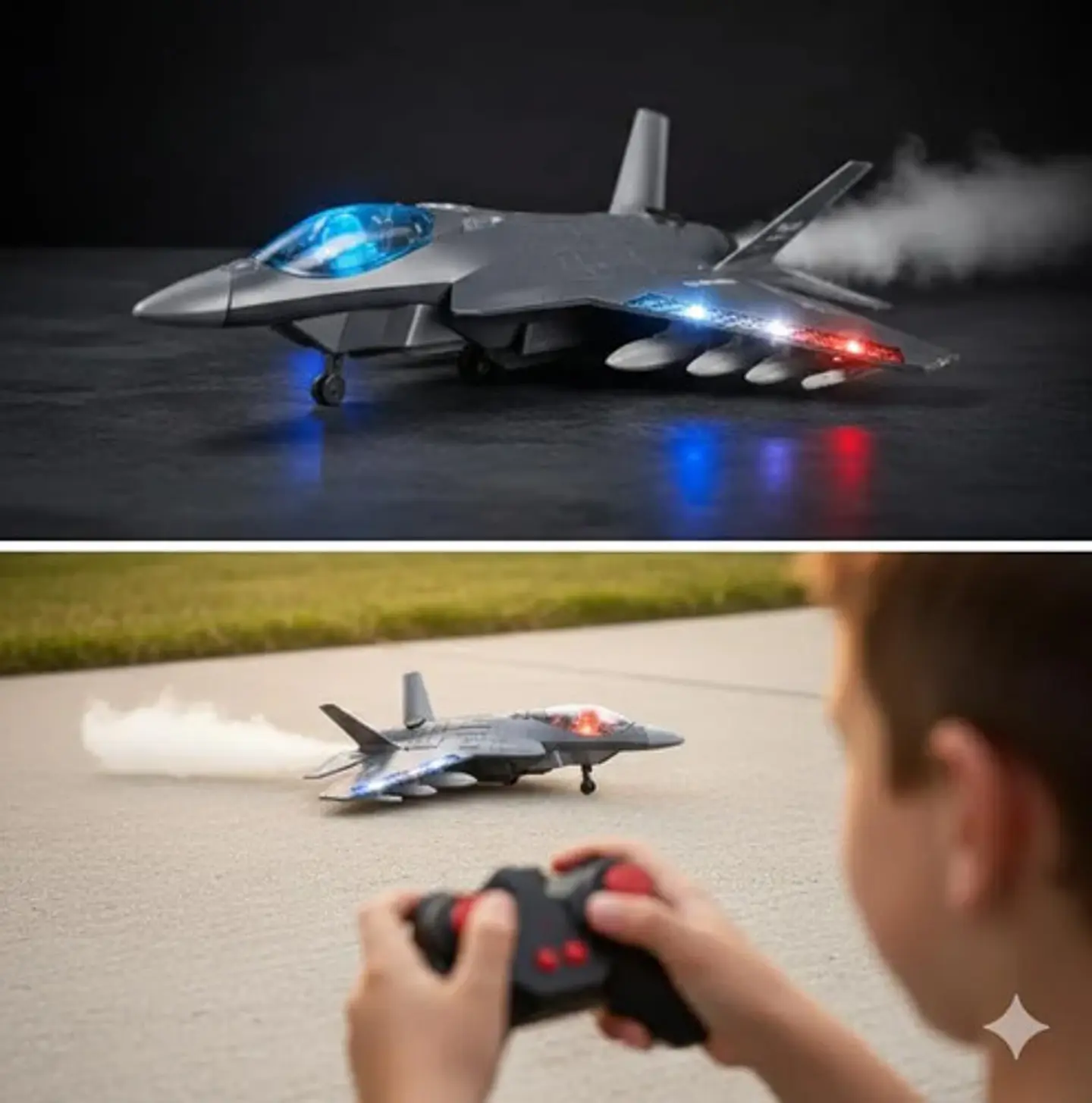 Avión F-50 De Juguete A Control Remoto Niño Con Luces Y Humo 3