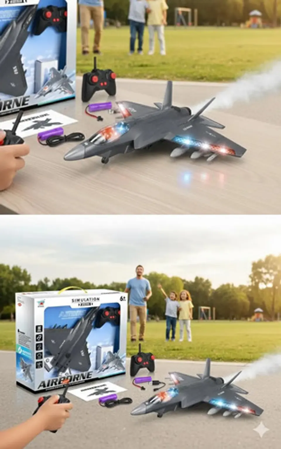 Avión F-50 De Juguete A Control Remoto Niño Con Luces Y Humo 4
