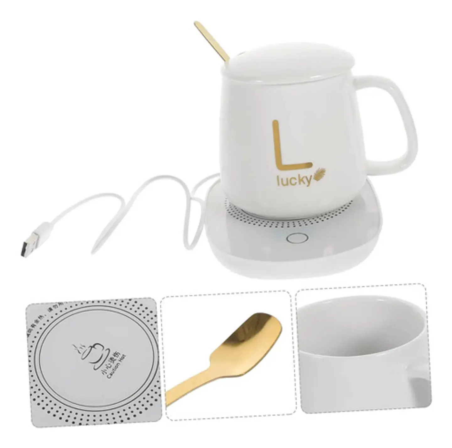 Mug Taza Base Calentador Termostática Inteligente + Cuchara 3