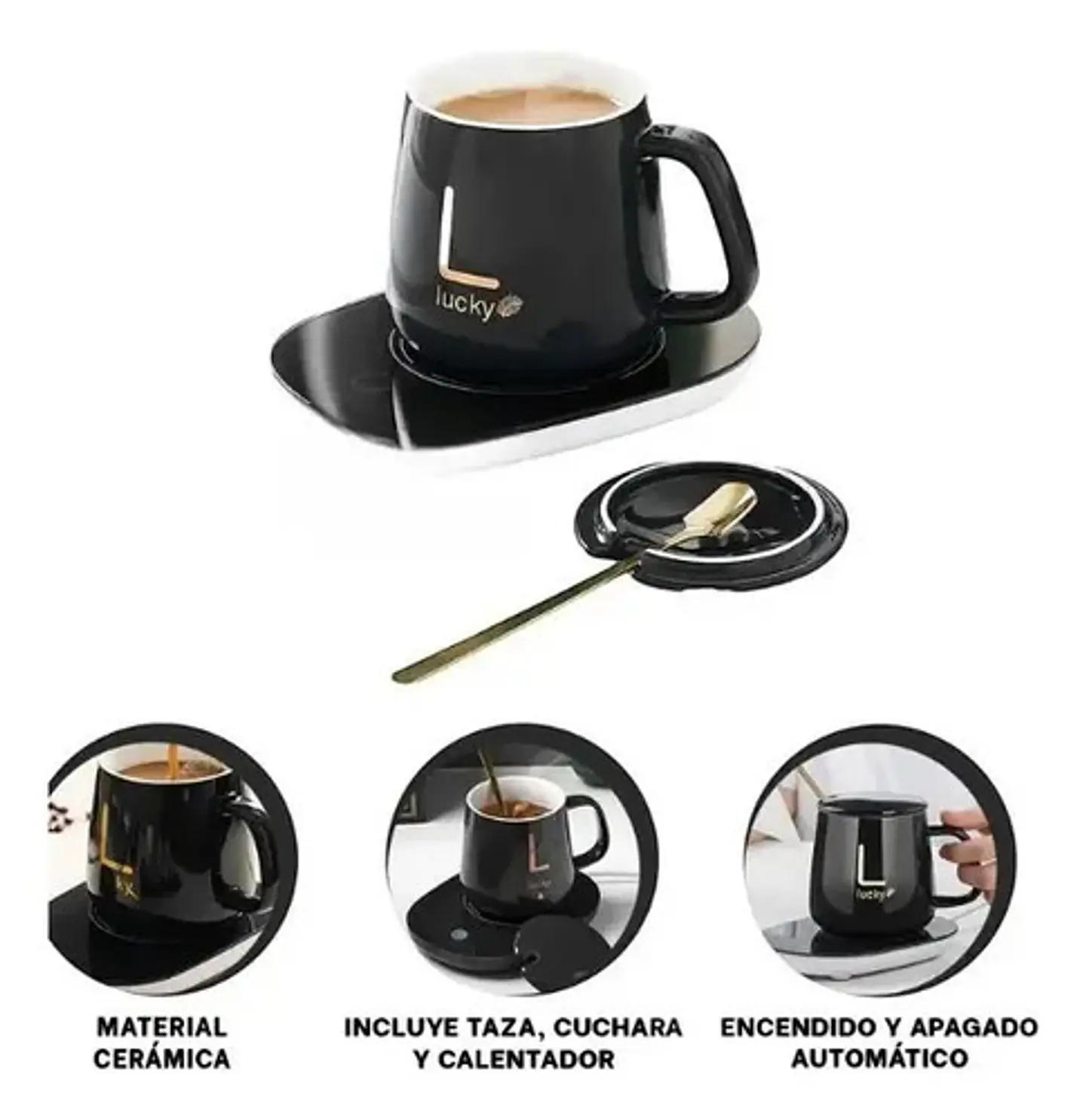 Mug Taza Base Calentador Termostática Inteligente + Cuchara 10
