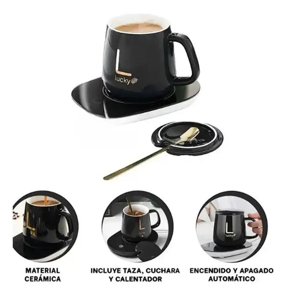 Mug Taza Base Calentador Termostática Inteligente + Cuchara 10