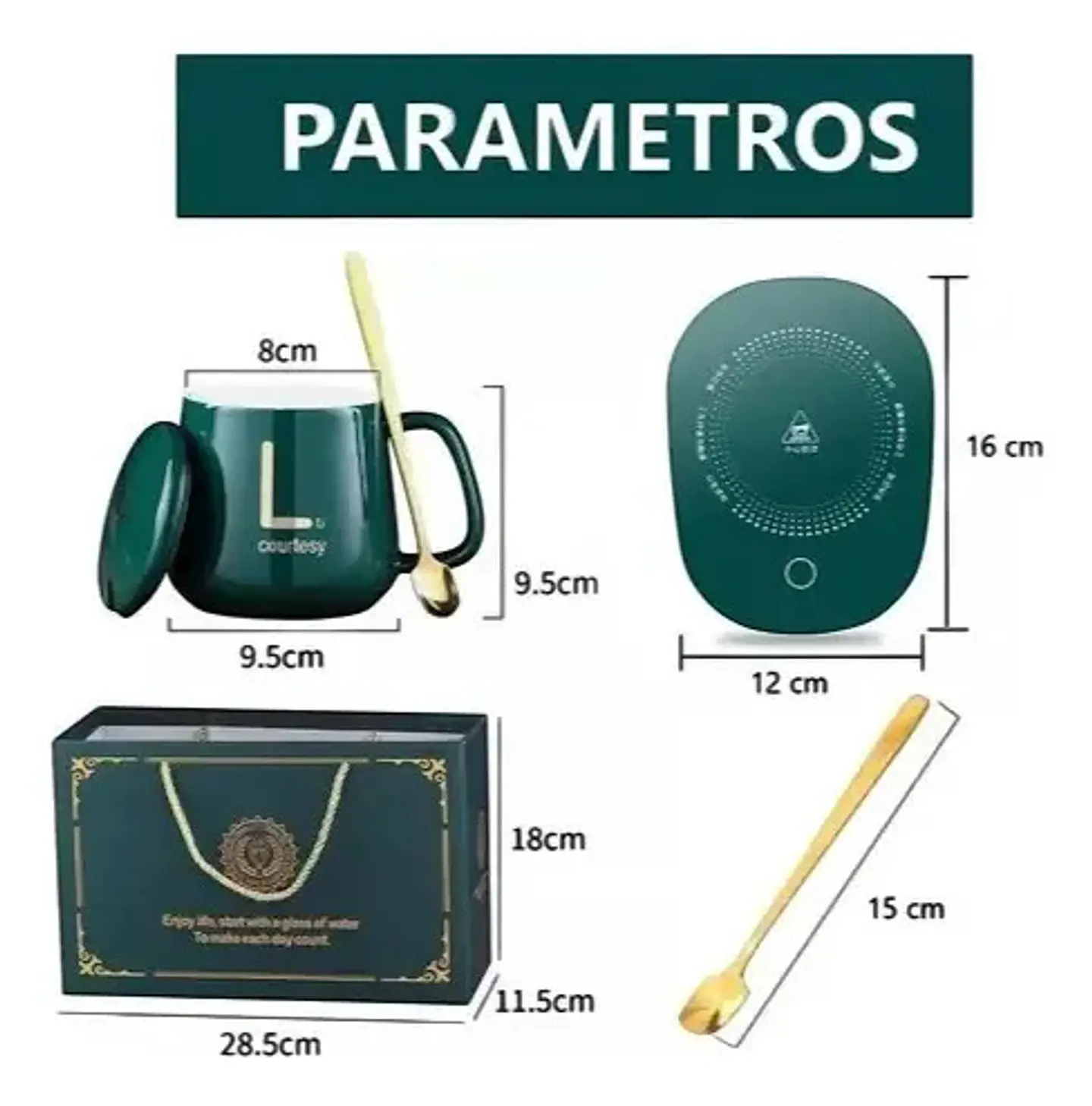 Mug Taza Base Calentador Termostática Inteligente + Cuchara 14