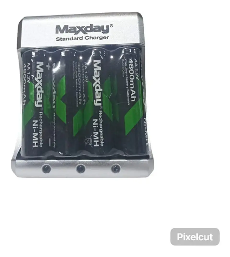 Pilas Doble A X 4 Cargador Maxday Recargable Indicador Carga 2