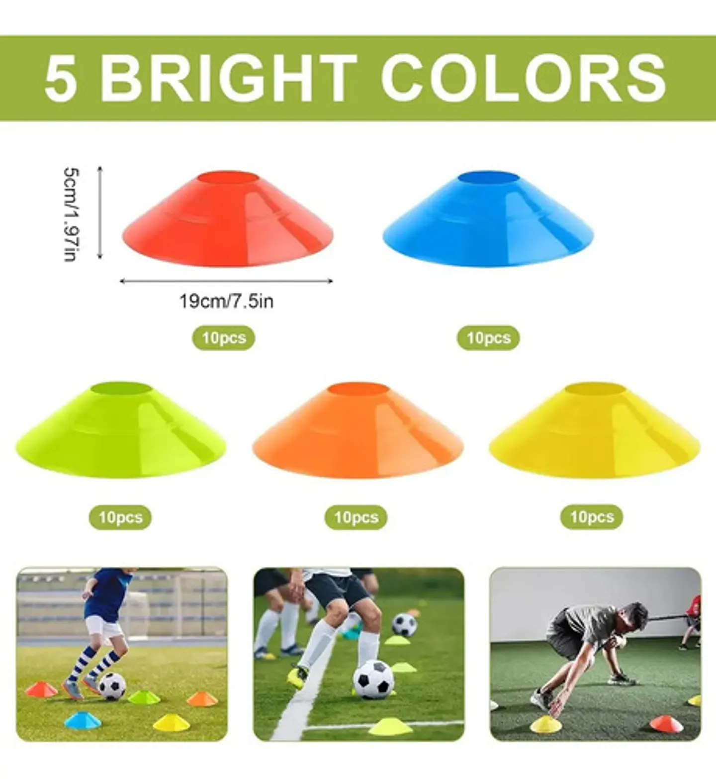 Conos De Entrenamiento Tortuga Platillo Futbol Pack X50 Unid Negro 2