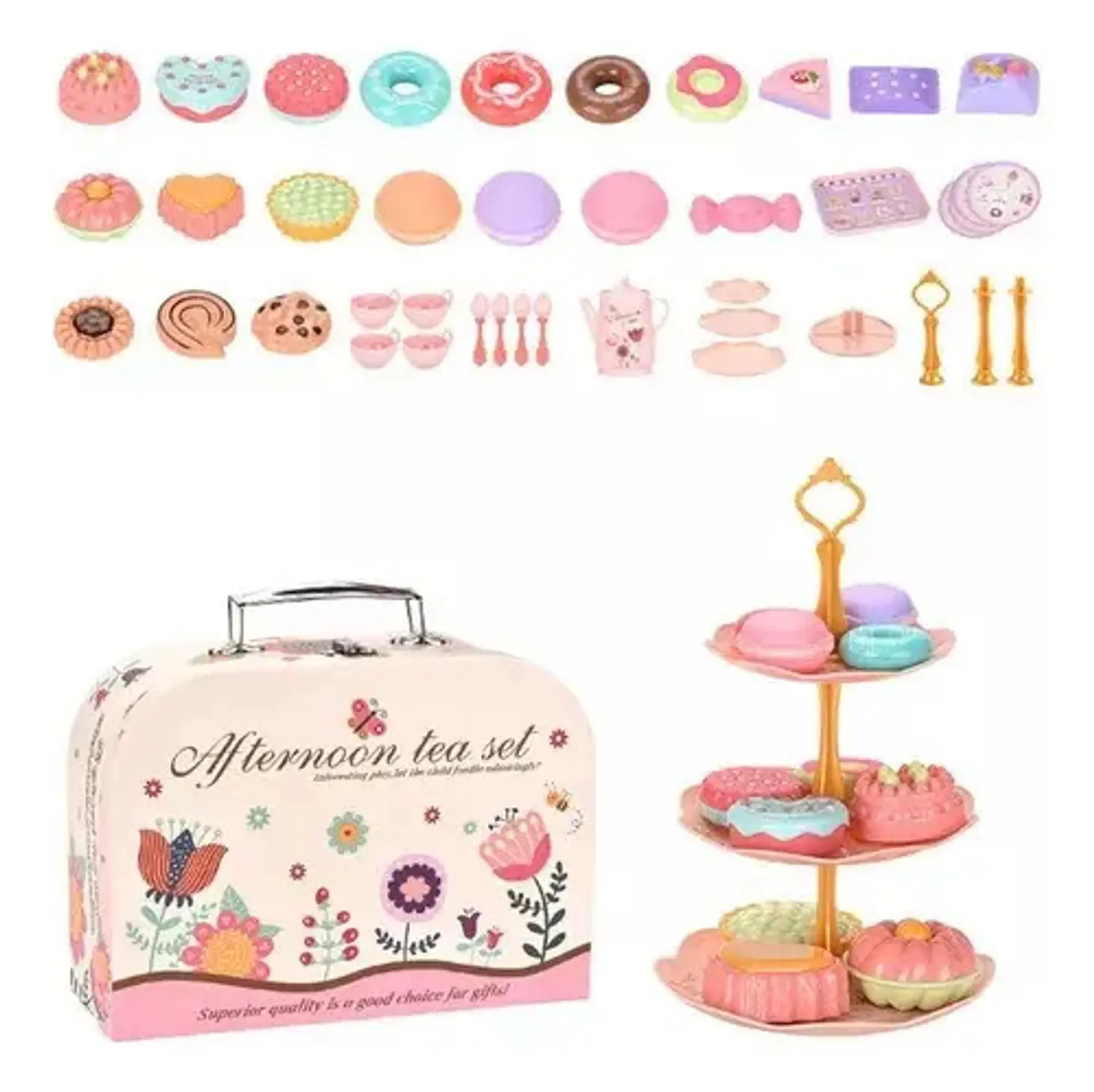 Set Te Loza Afternoon Niñas Juego Postre Maletin 2