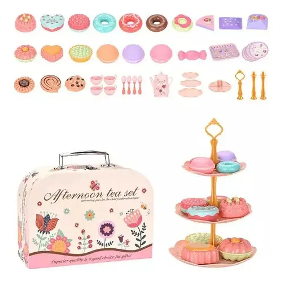 Set Te Loza Afternoon Niñas Juego Postre Maletin 2
