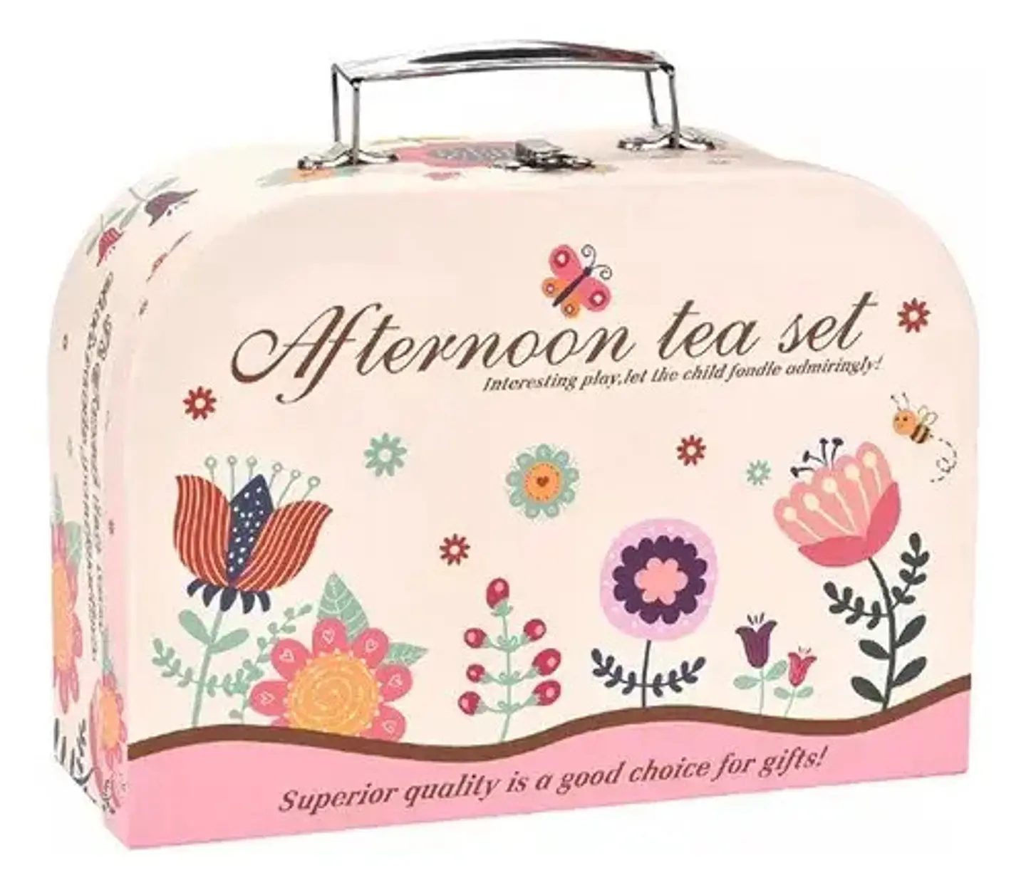 Set Te Loza Afternoon Niñas Juego Postre Maletin 5