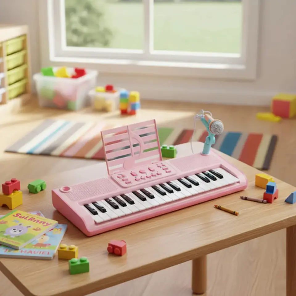 Organeta Macrooutlet 37 Teclas Rosa Con Micrófono Para Niños 2