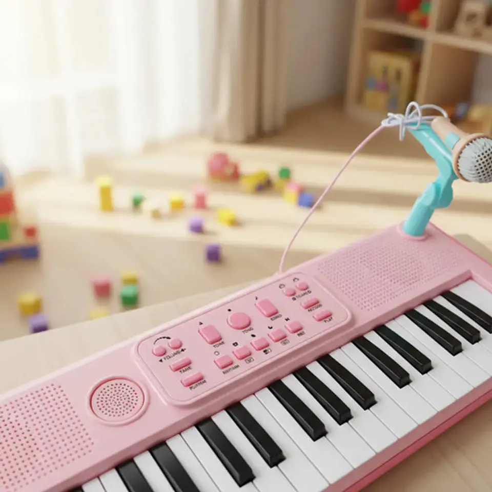 Organeta Macrooutlet 37 Teclas Rosa Con Micrófono Para Niños 4