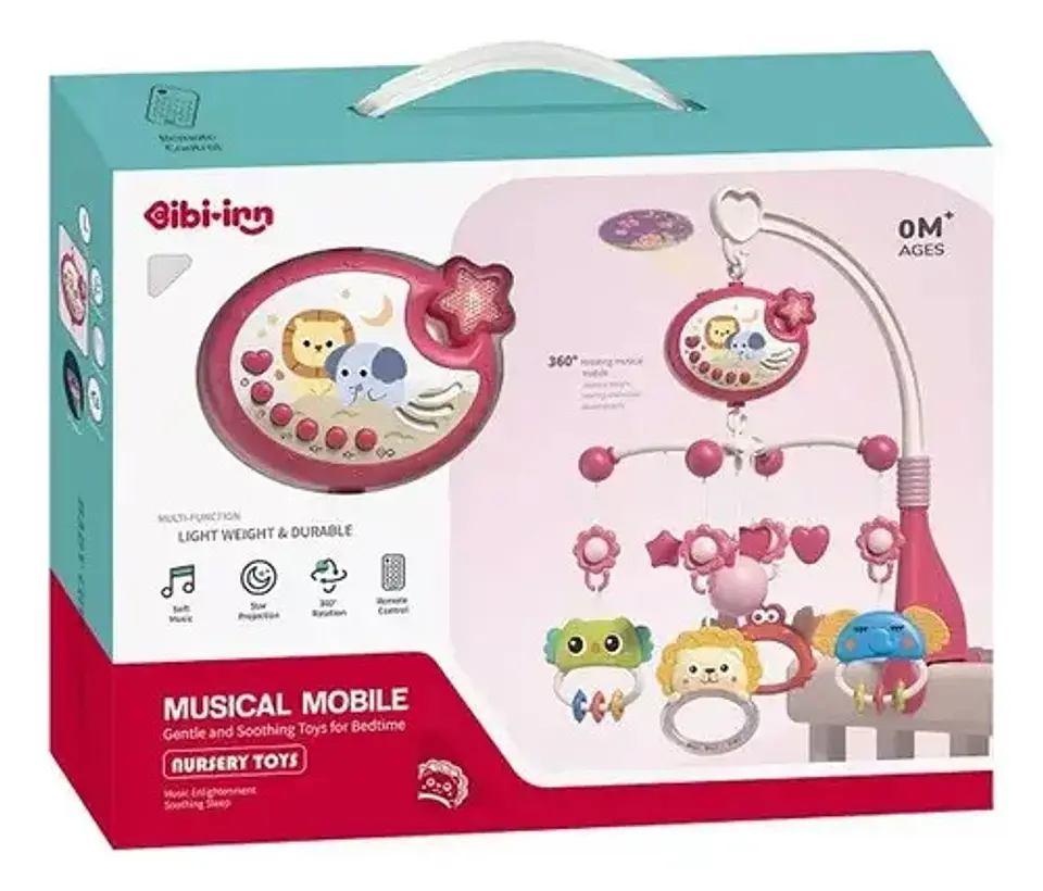 Movil Musical Cuna Bebe Proyector Control Remoto 2