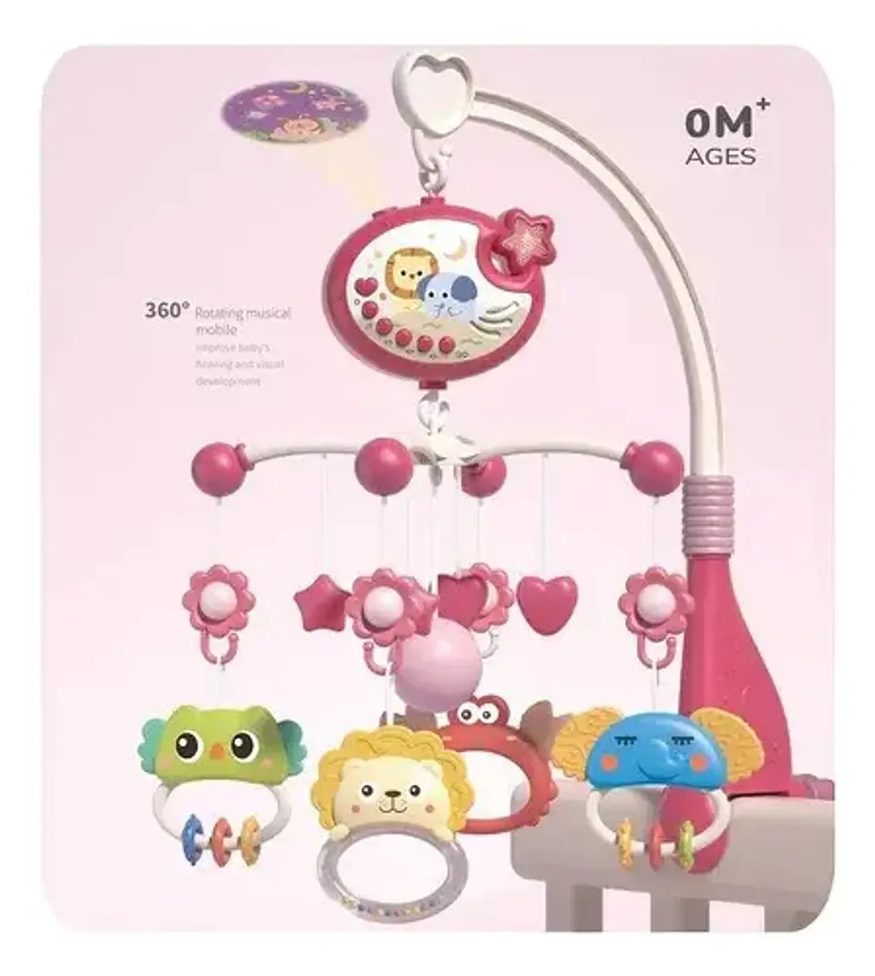 Movil Musical Cuna Bebe Proyector Control Remoto 4