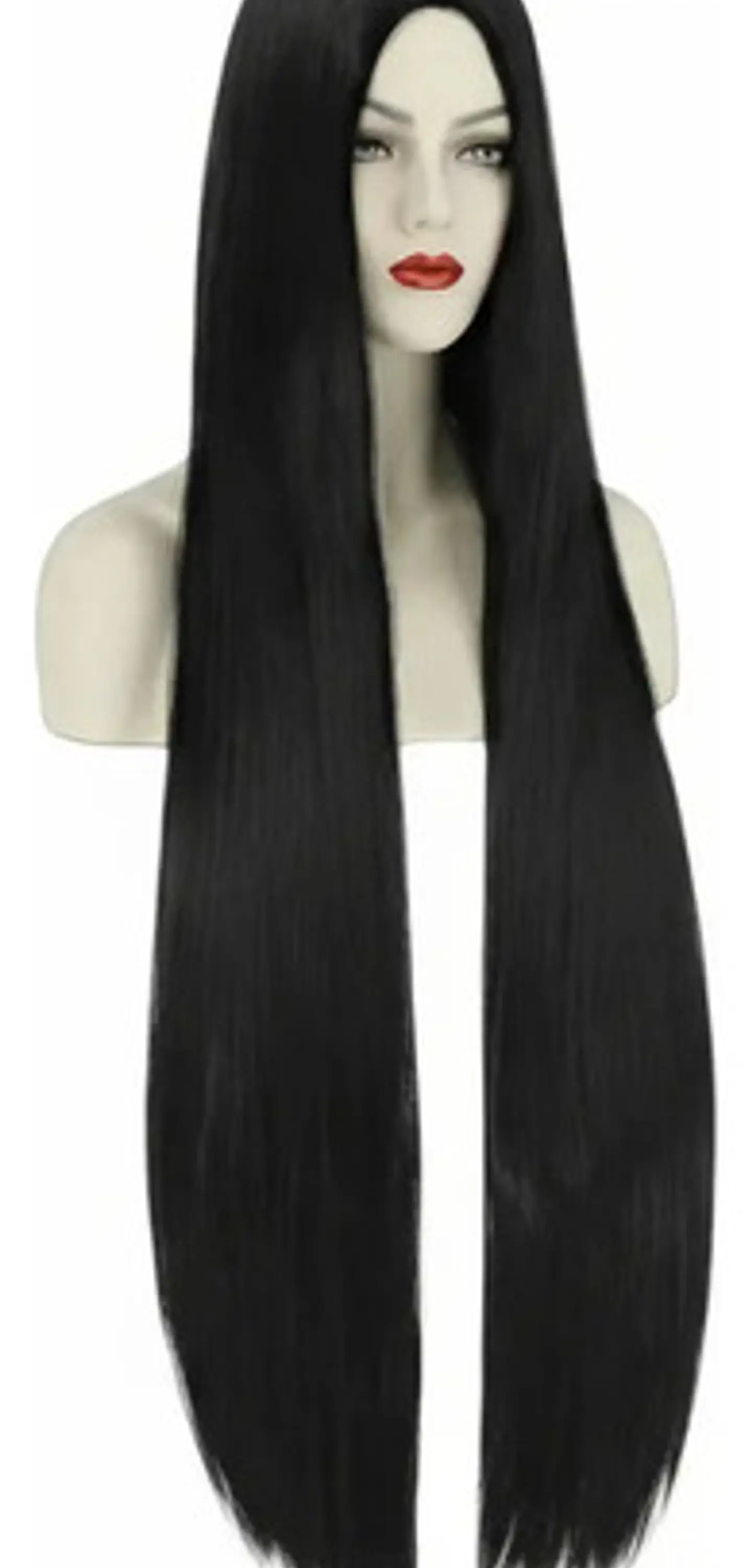 Peluca  Extralarga  Halloween Disfraz  Negra  Blanco Rubia 3