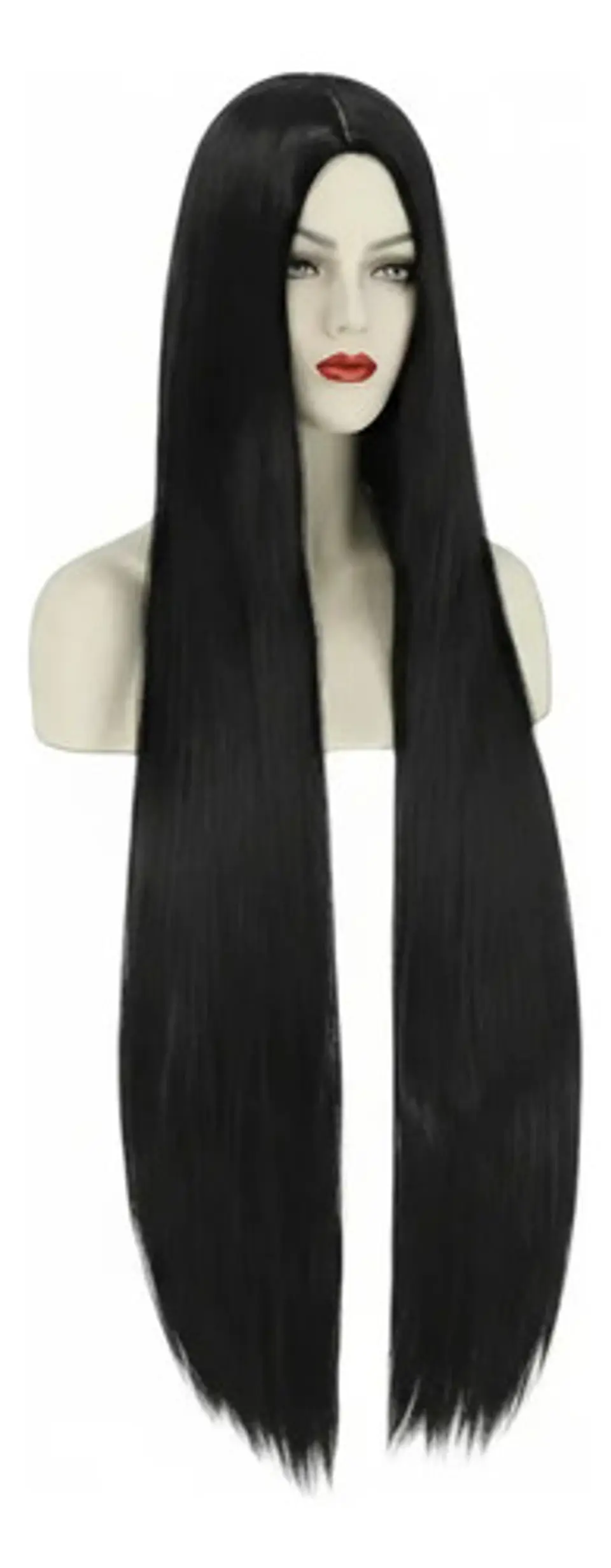 Peluca  Extralarga  Halloween Disfraz  Negra  Blanco Rubia 3