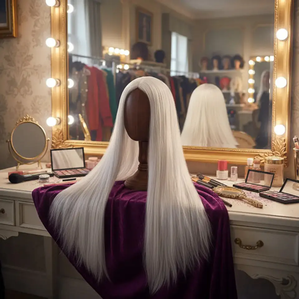 Peluca  Extralarga  Halloween Disfraz  Negra  Blanco Rubia 6