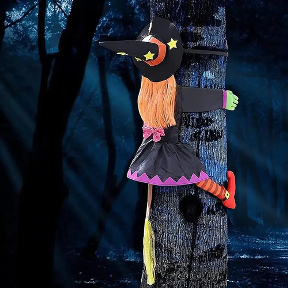 Bruja Grande Decoración Se Estrella En El Árbol Halloween Negro 3