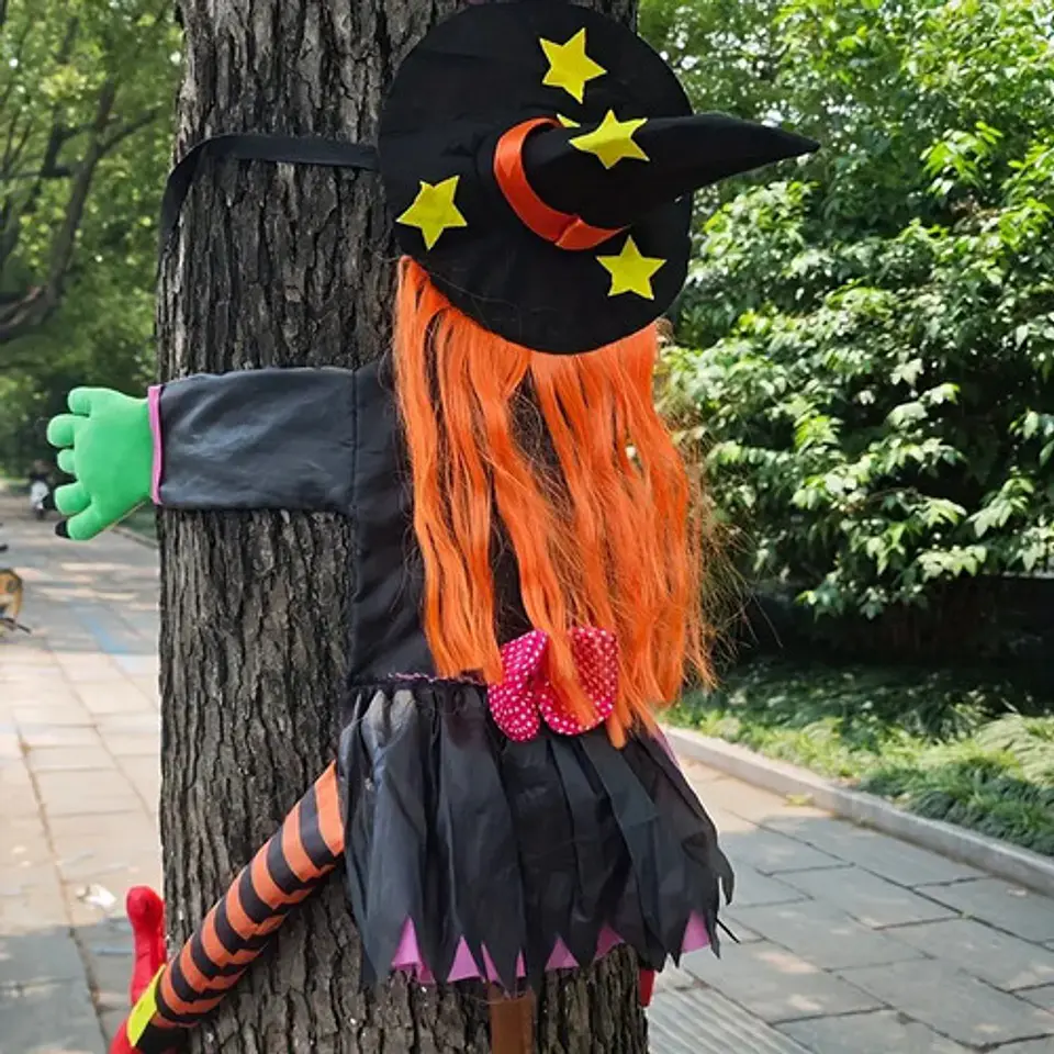 Bruja Grande Decoración Se Estrella En El Árbol Halloween Negro 4