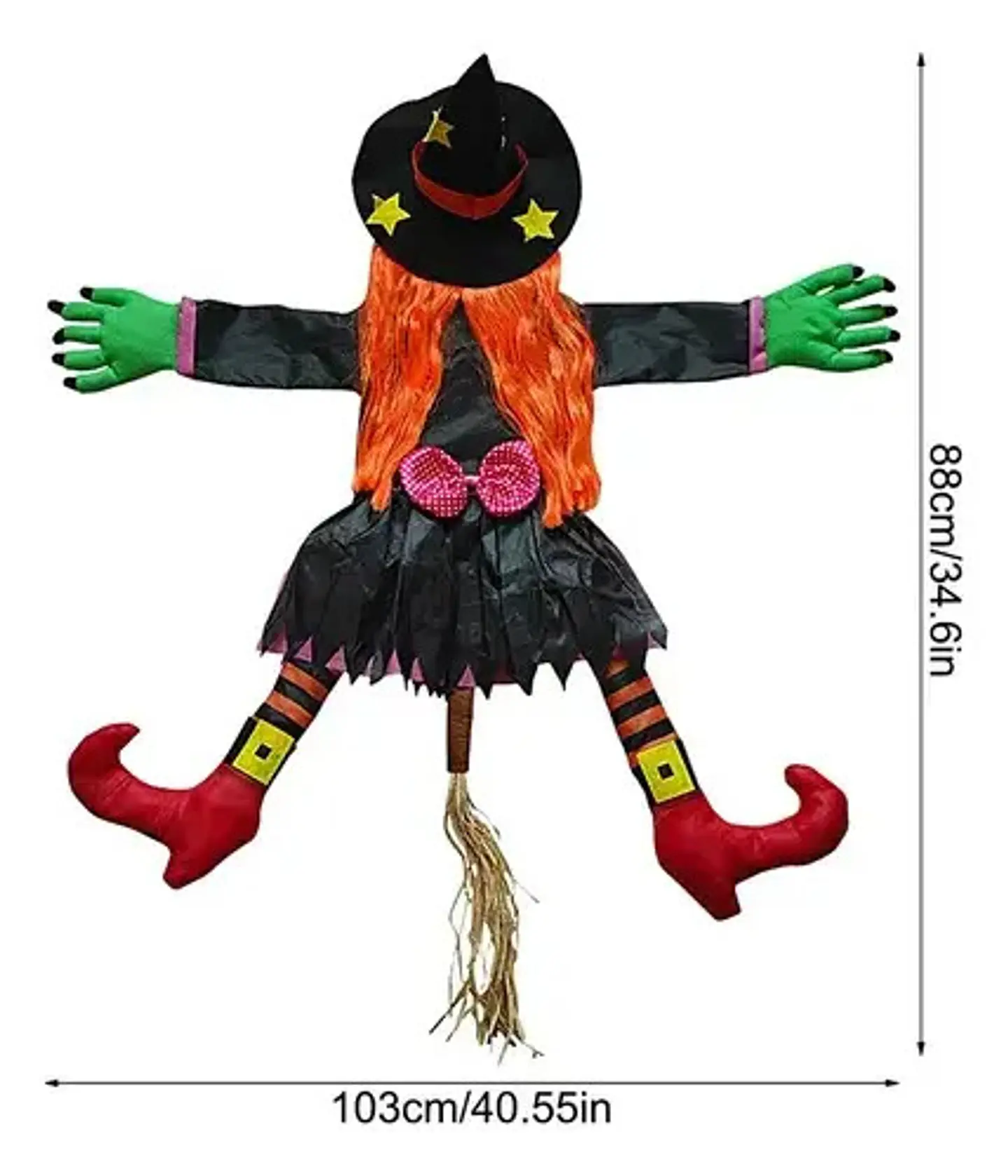 Bruja Grande Decoración Se Estrella En El Árbol Halloween Negro 5
