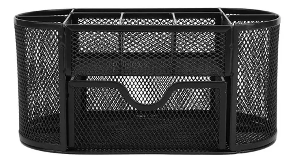 Organizador De Escritorio Malla Metalico Lapices Oficina Go-0131 Color Negro 1