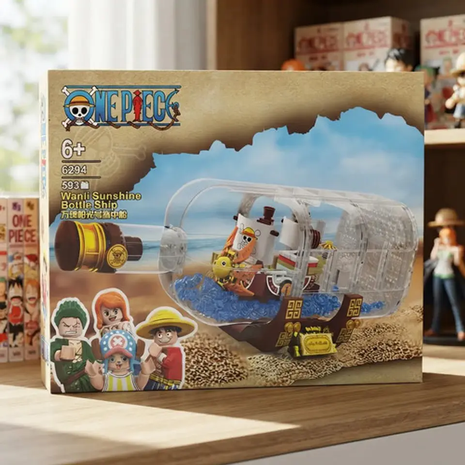 Barco One Piece Armable Dentro  Botella Sunny Luffy Bloques 3