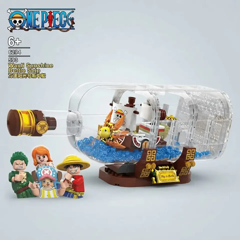 Barco One Piece Armable Dentro  Botella Sunny Luffy Bloques 4