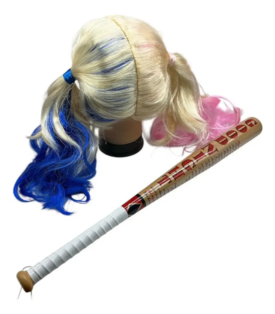 Set Harley Quinn Bate Ensangrentado + Peluca Halloween   4