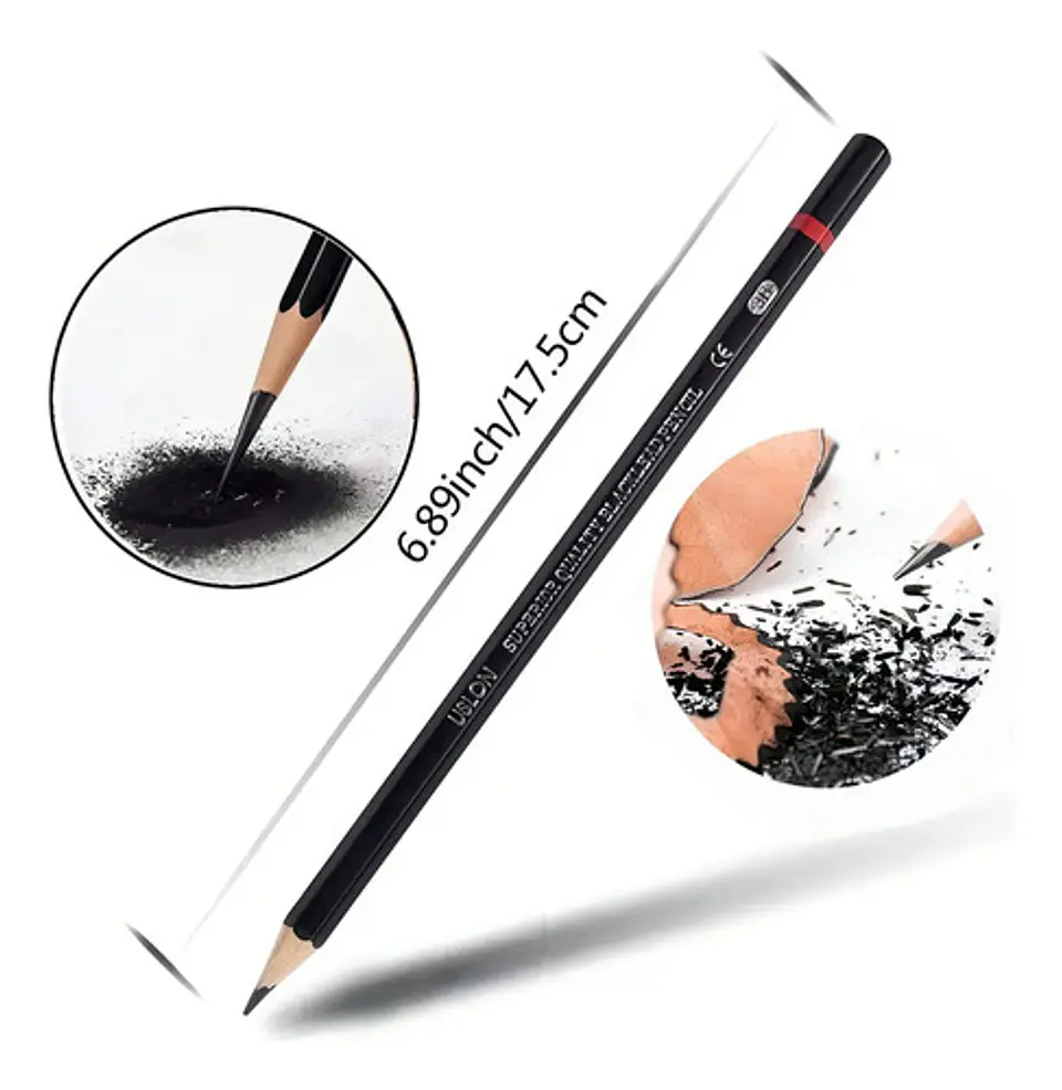 Lápiz Graduado De Dibujo X 12 Unds. Estuche Metálico Negro 3