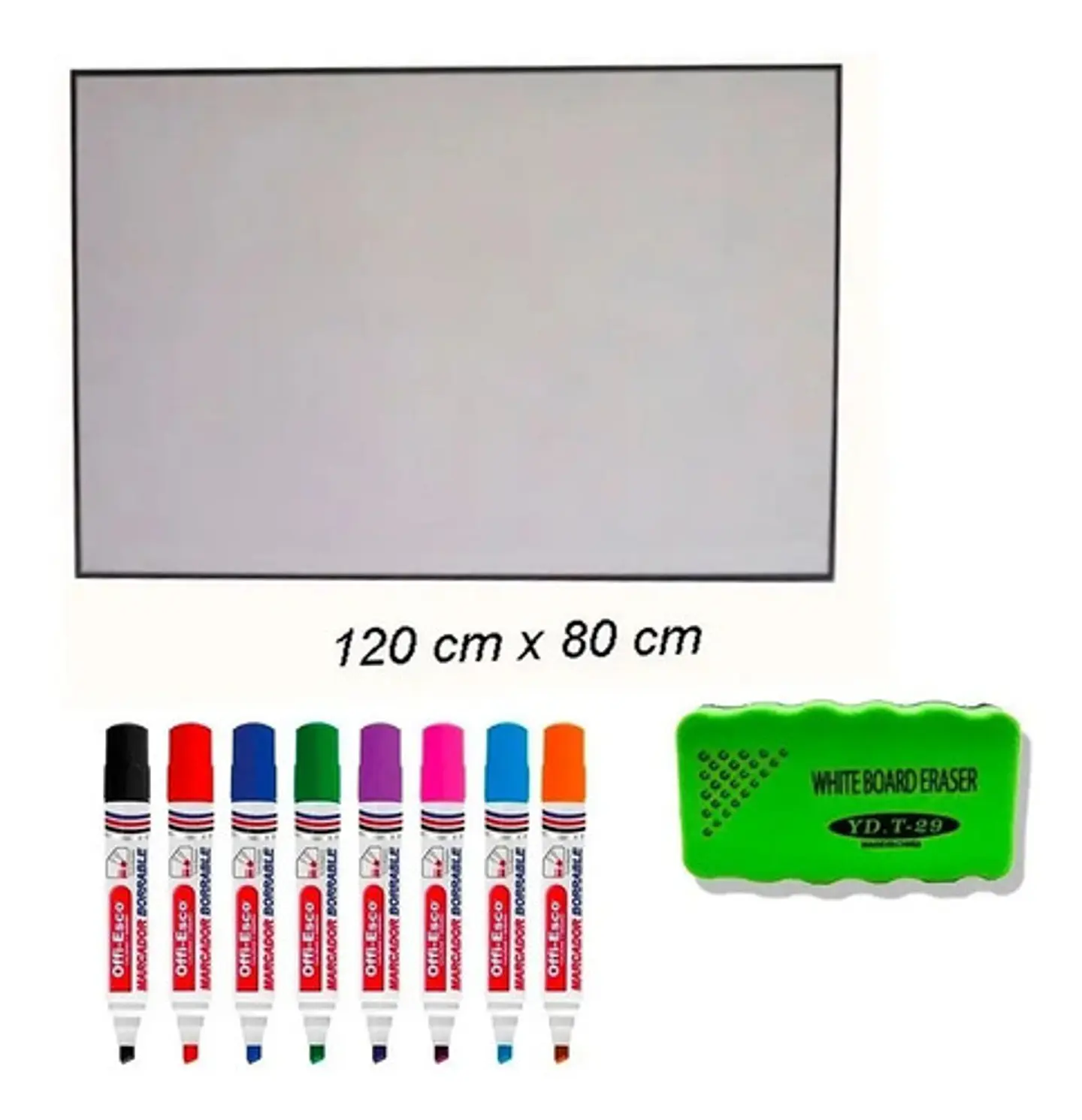 Tablero Acrílico Borrable 120x80 + Borrador + 8 Marcadores 2