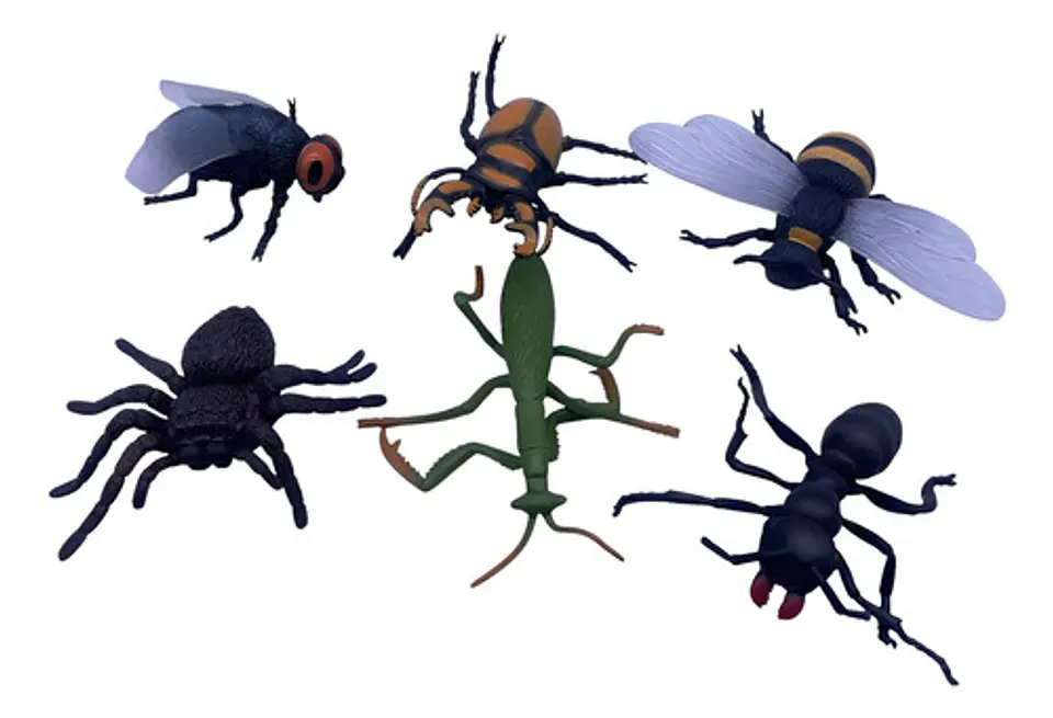 Figuras De Plastico Pvc Medianas Con Diseño De Insectos 6 U. 1