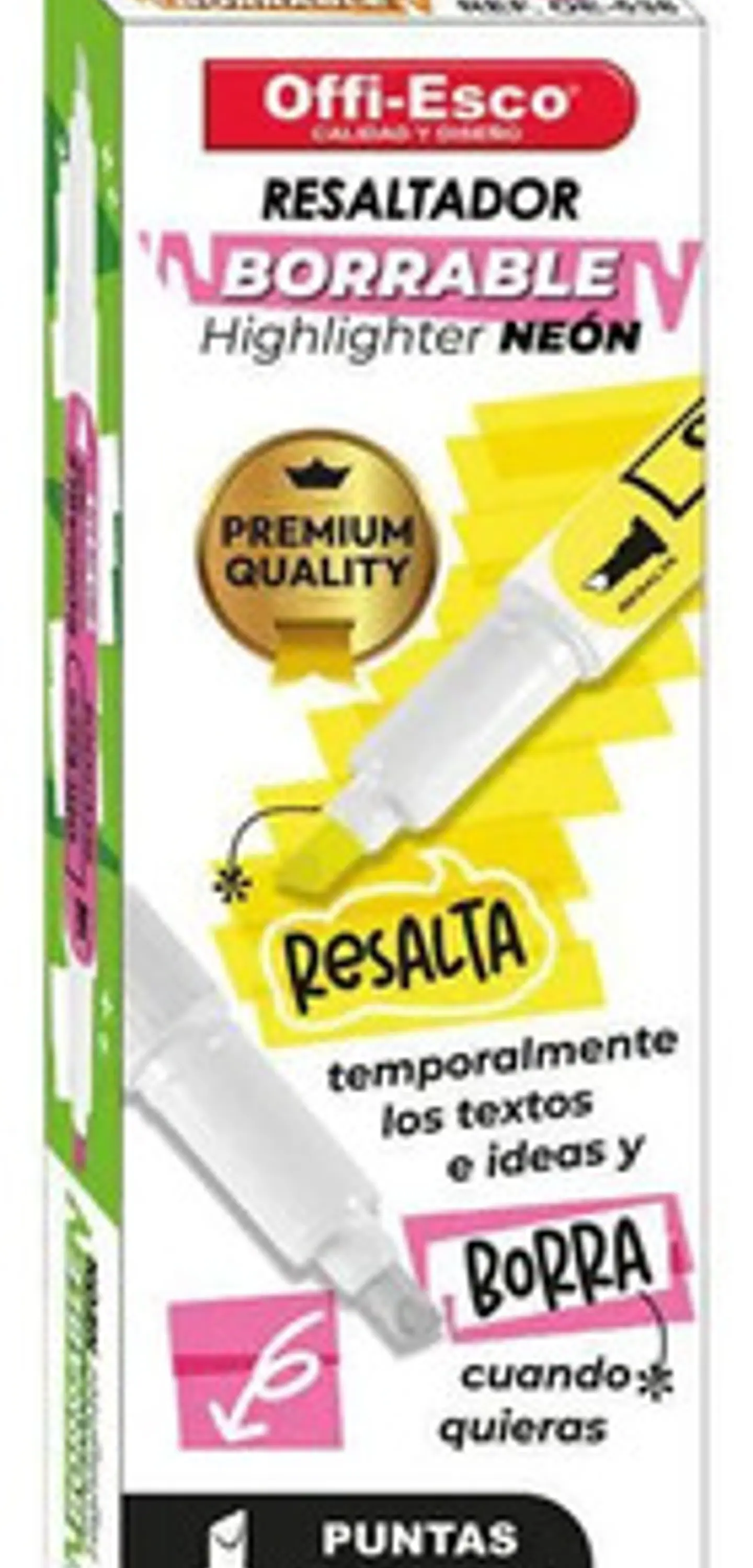 Resaltador Borrable Offi-esco Neón Puntas Biseladas X 4 Unid 4