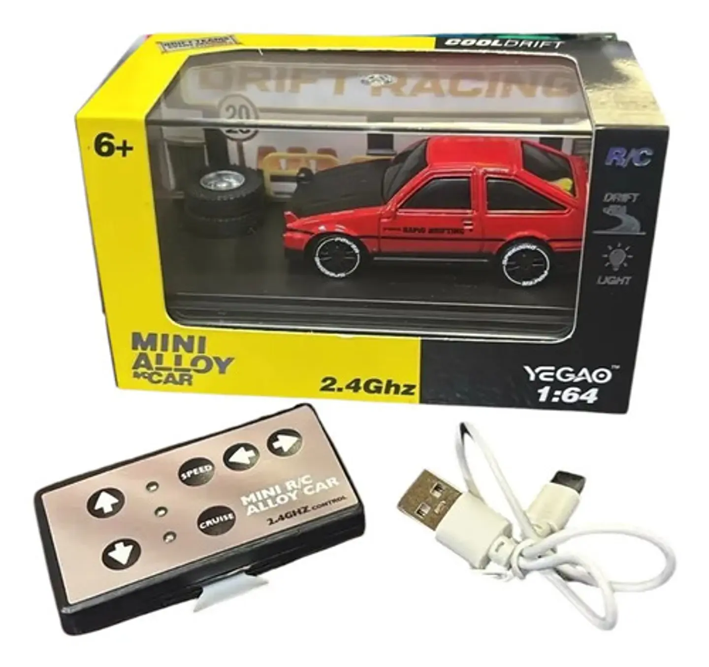 Mini Auto Alloy Rc 2.4 Ghz Infantil 1:64 Control Luces 2