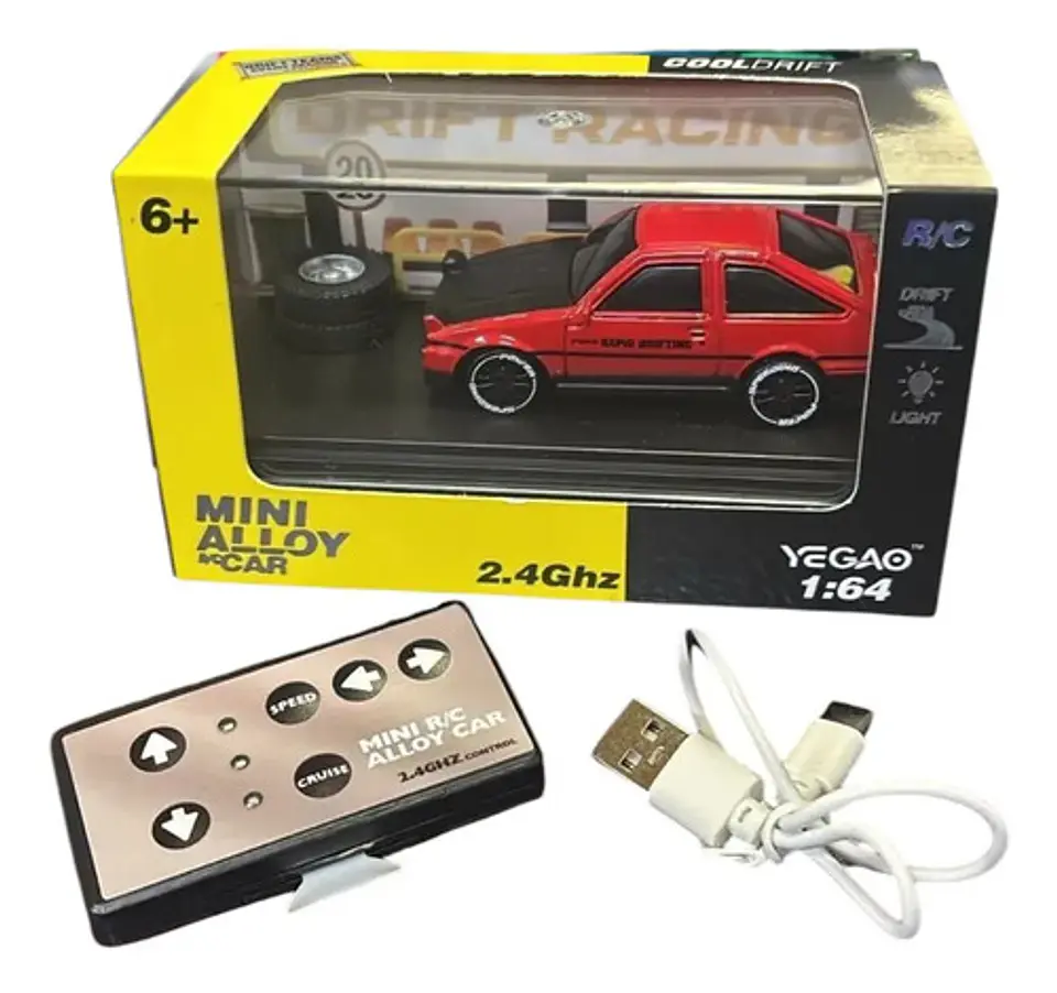 Mini Auto Alloy Rc 2.4 Ghz Infantil 1:64 Control Luces 2