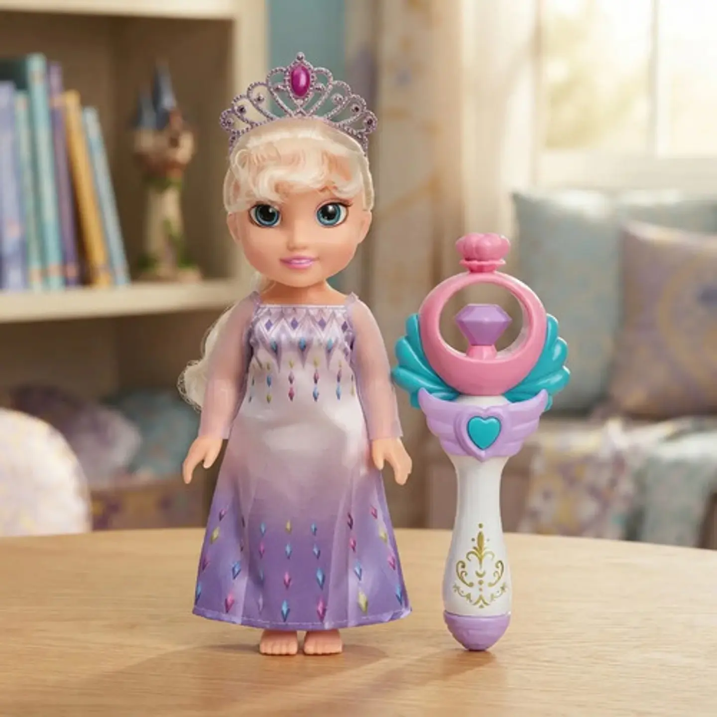 Muñeca Princesa Elsa Vestido Morado Varita Mágica Sonidos 2