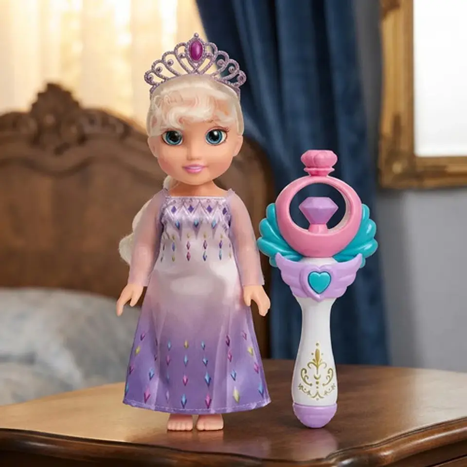 Muñeca Princesa Elsa Vestido Morado Varita Mágica Sonidos 5