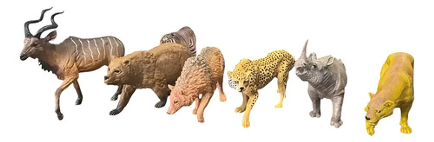 Animales Selva X 6 Macizos Medianos Puma Rinoceronte Bolsa 1