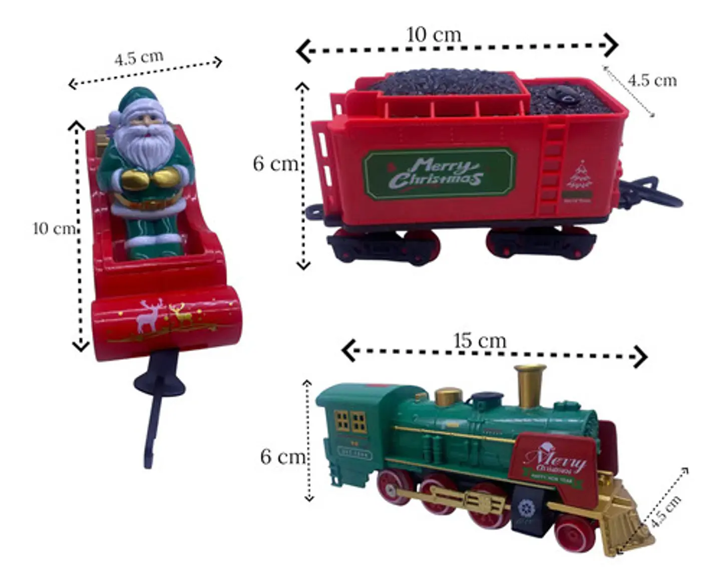 Tren Navideño Luces Sonidos Vapor 2 Vagones Arbol Carga Usb 2