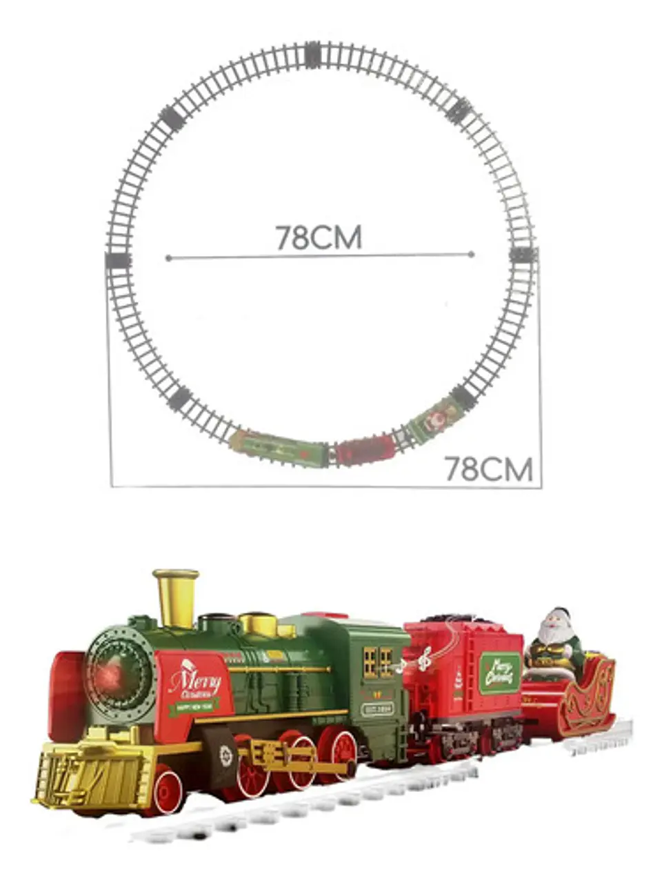 Tren Navideño Luces Sonidos Vapor 2 Vagones Arbol Carga Usb 3