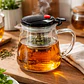 Tetera De Vidrio 750ml Con Infusor Botón Dispensador Para Te - Miniatura 1