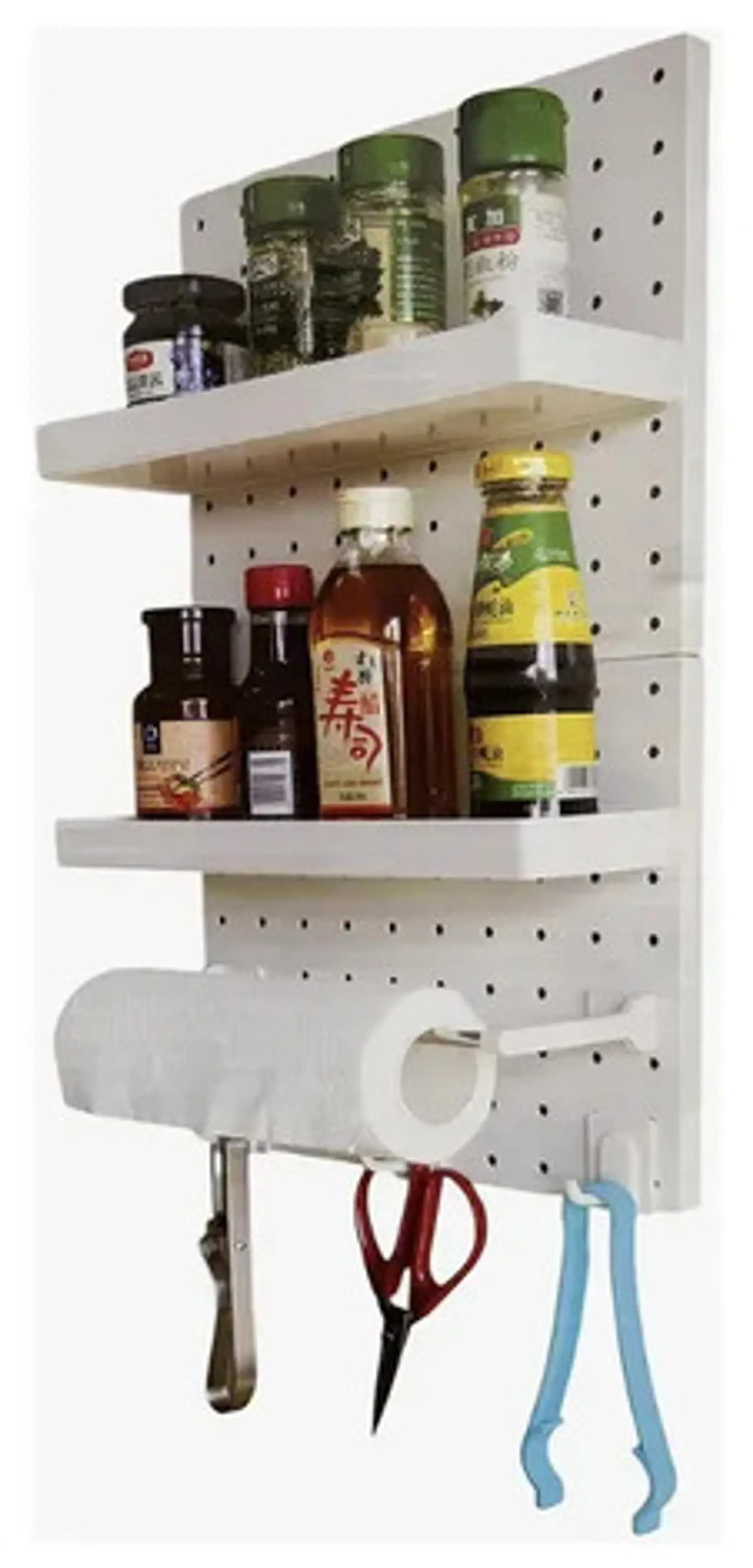 Organizador De Cocina De Pared Con Repisas Y Portarrollos Blanco 4