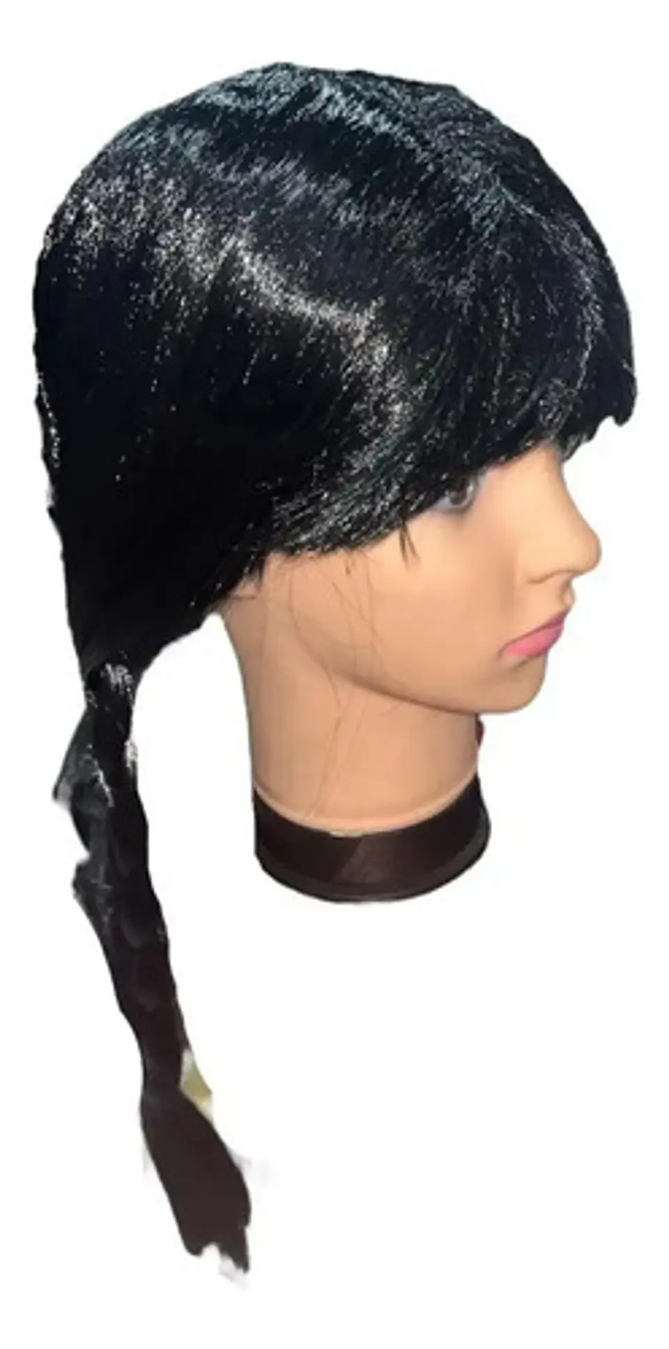 Peluca Larga Trenzas Halloween Fiesta Disfraz Pm-44907 Color Negro 2