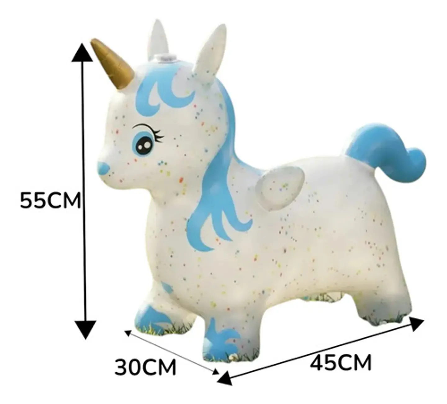 Unicornio Saltarín Inflable Montable Escarcha Luces Sonidos 5