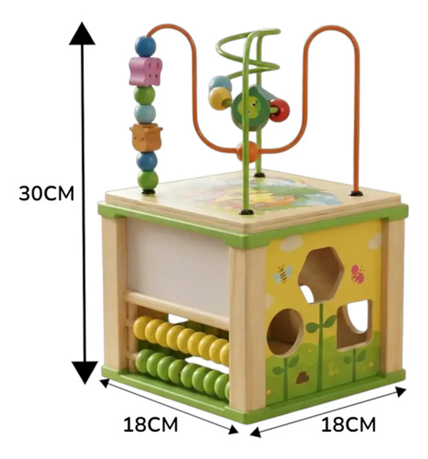 Cubo De Actividades De Madera Con Laberinto De Cuentas Y Ába 6