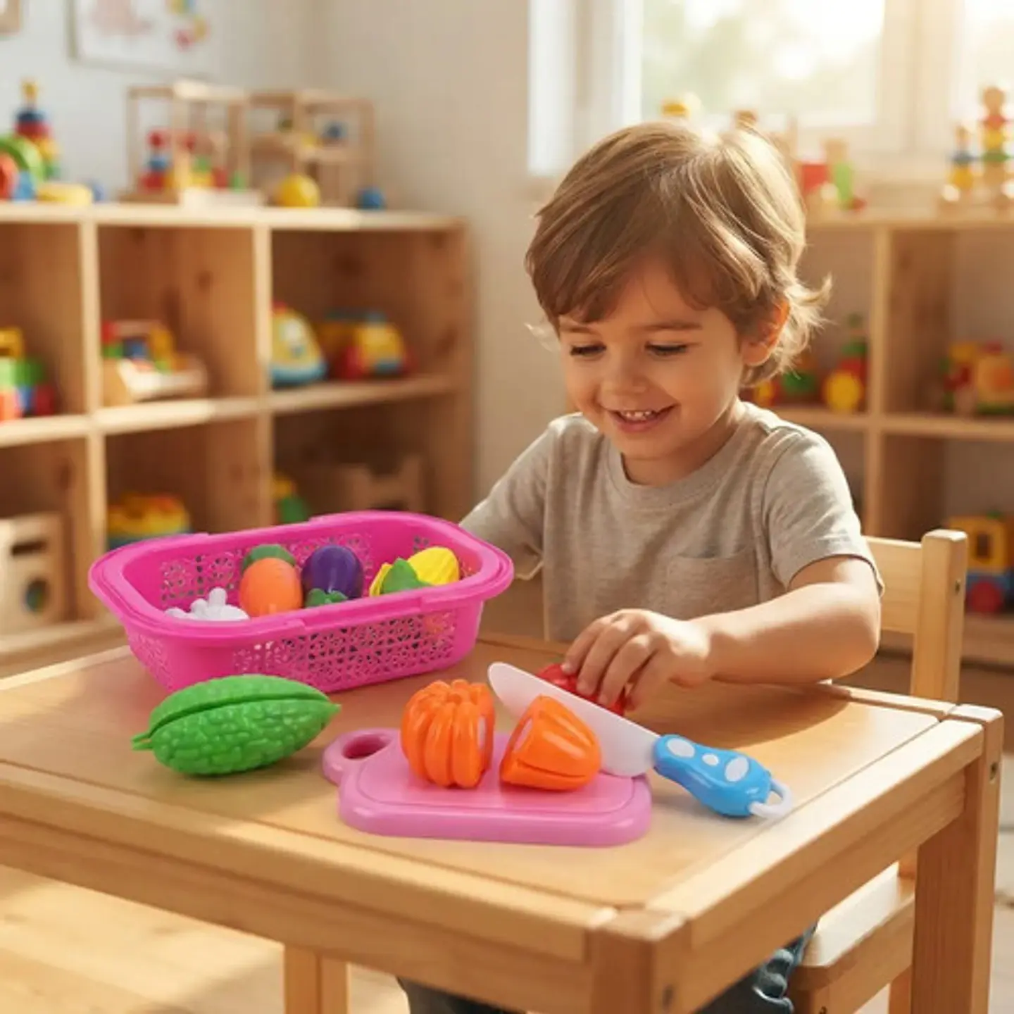 Canasta De Juguete Con Frutas Y Verduras Plásticas Para Coci 3