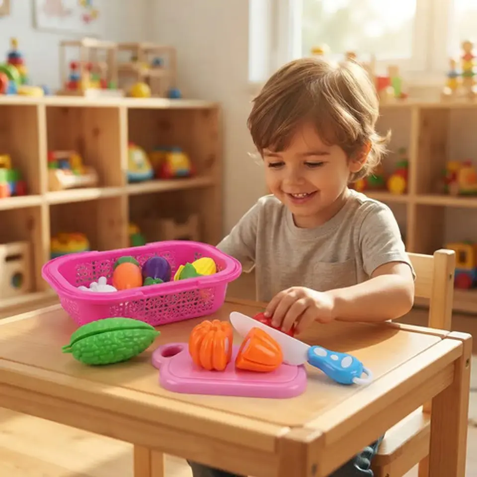 Canasta De Juguete Con Frutas Y Verduras Plásticas Para Coci 3
