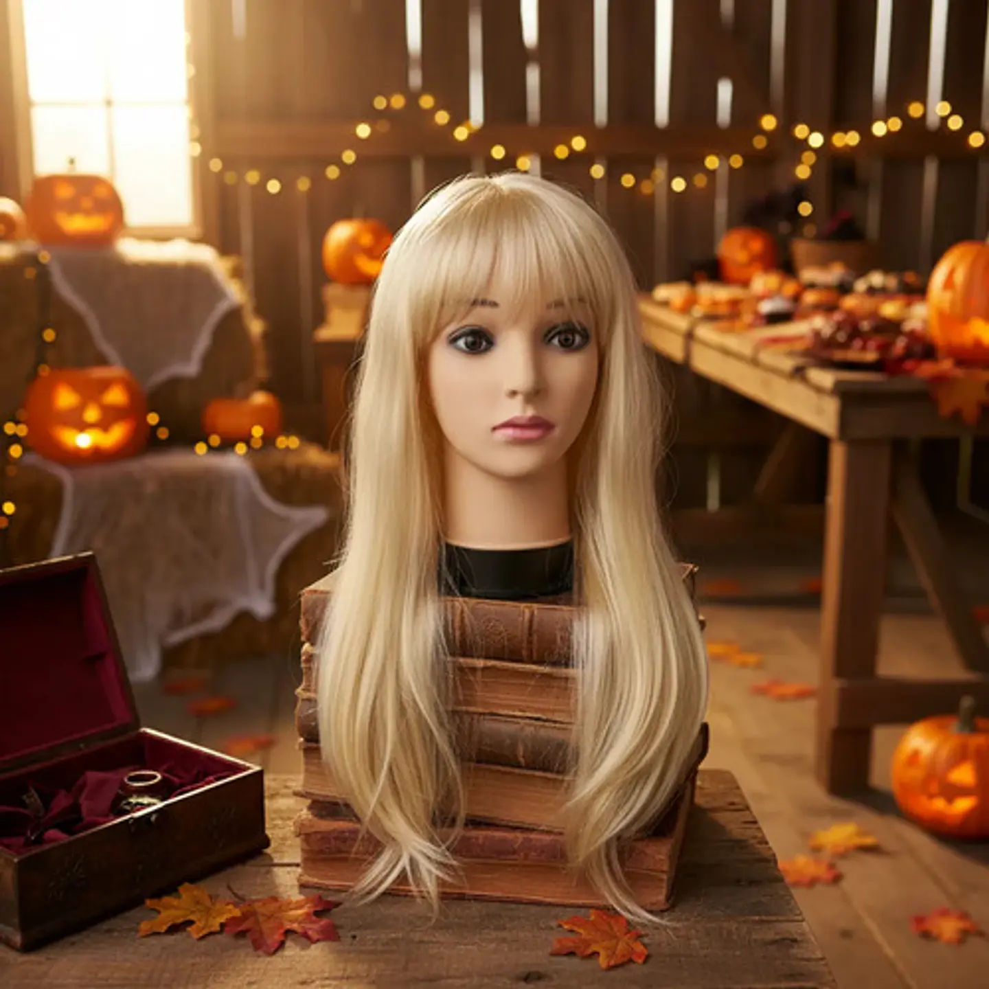 Peluca 68044 Larga  Halloween Disfraz  Amarilla Mona 2