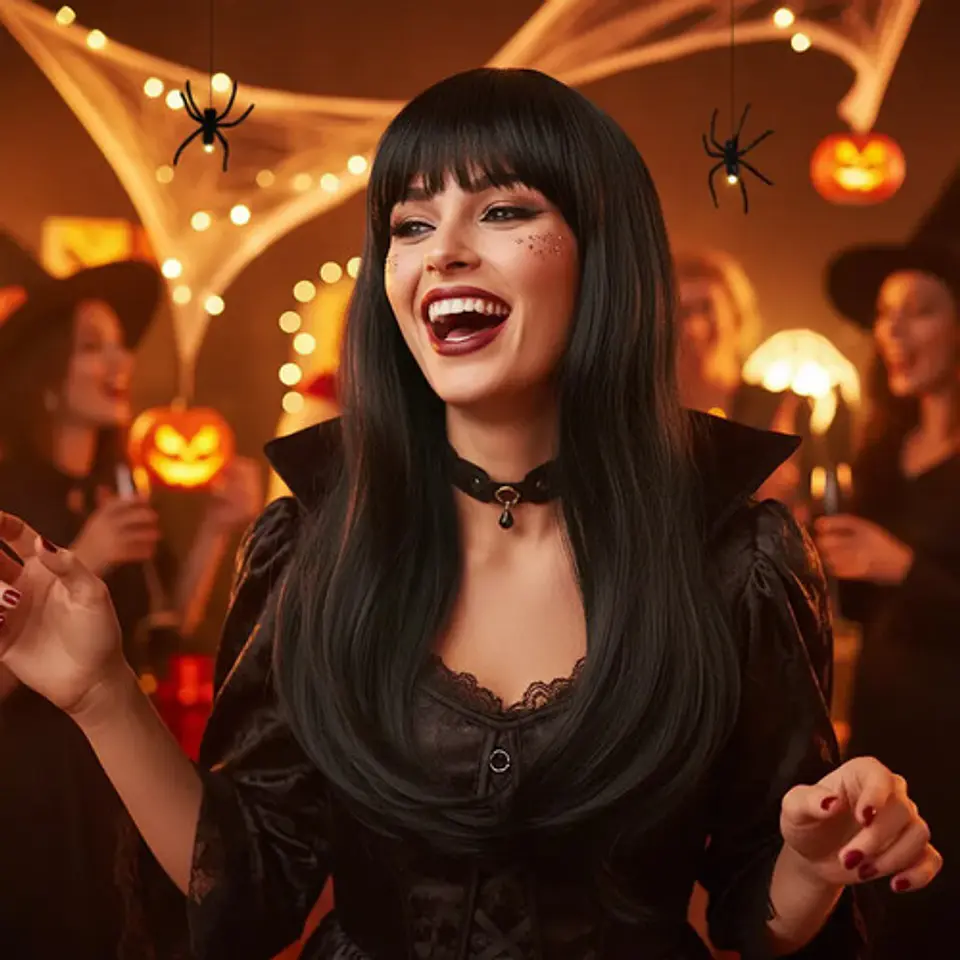Peluca 68044 Larga  Halloween Disfraz  Amarilla Mona 11